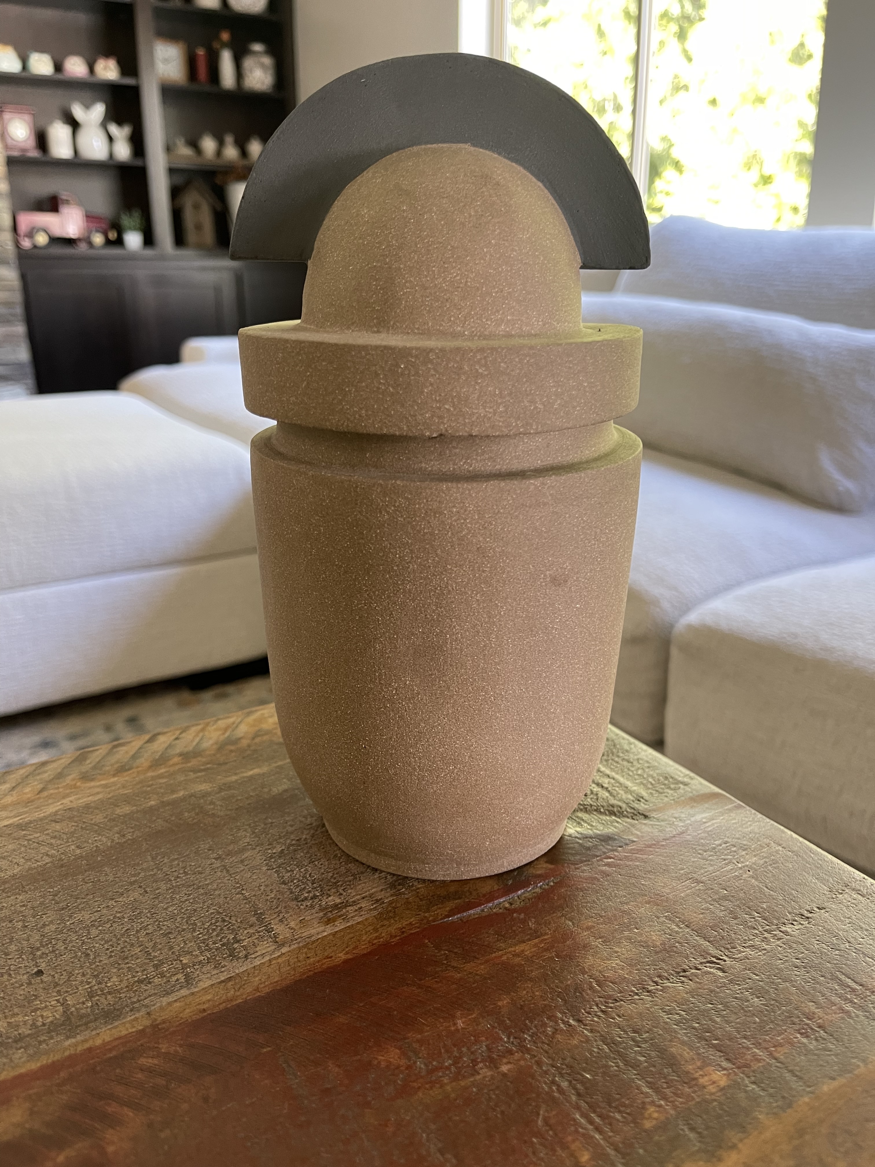 Jar IV, a terracotta jar with a black handle